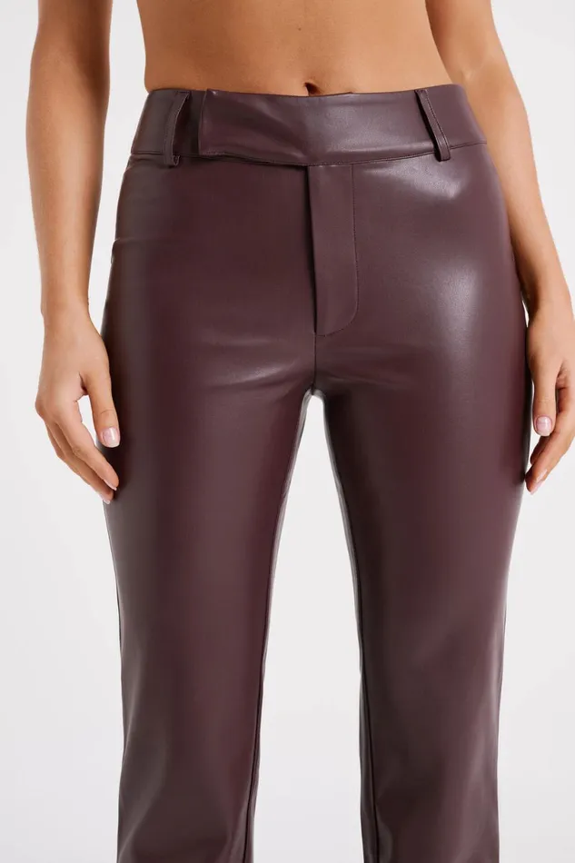 Meshki Pants Women Laurette Faux Leather Straight Leg Pant 8211 Dark Chocolate Darkchocolate
