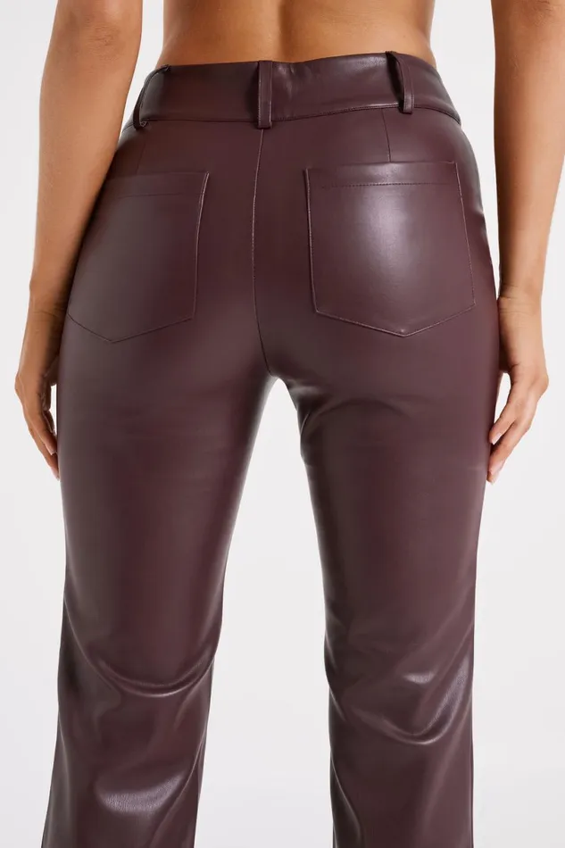 Meshki Pants Women Laurette Faux Leather Straight Leg Pant 8211 Dark Chocolate Darkchocolate