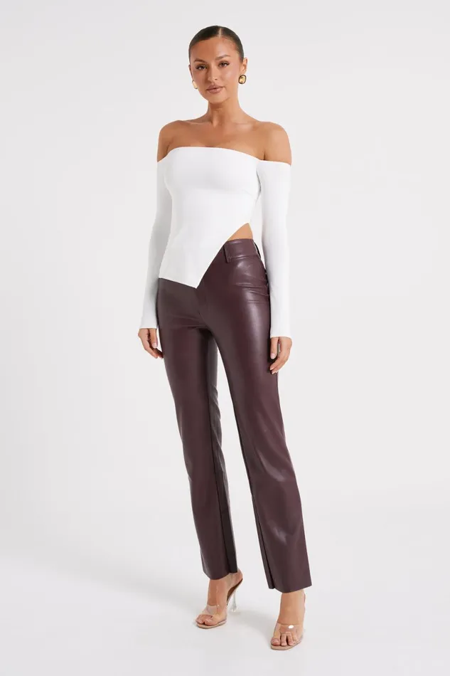 Meshki Pants Women Laurette Faux Leather Straight Leg Pant 8211 Dark Chocolate Darkchocolate