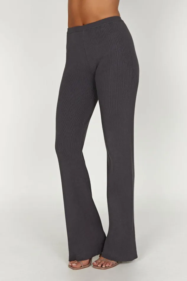 Meshki Pants Women Linnie Straight Leg Knit Pant 8211 Charcoal Charcoal