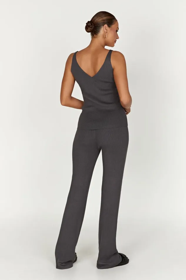 Meshki Pants Women Linnie Straight Leg Knit Pant 8211 Charcoal Charcoal