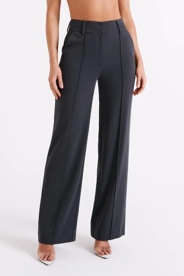 Meshki Pants Women Lisa High Waist Suiting Trousers 8211 Charcoal Charcoal