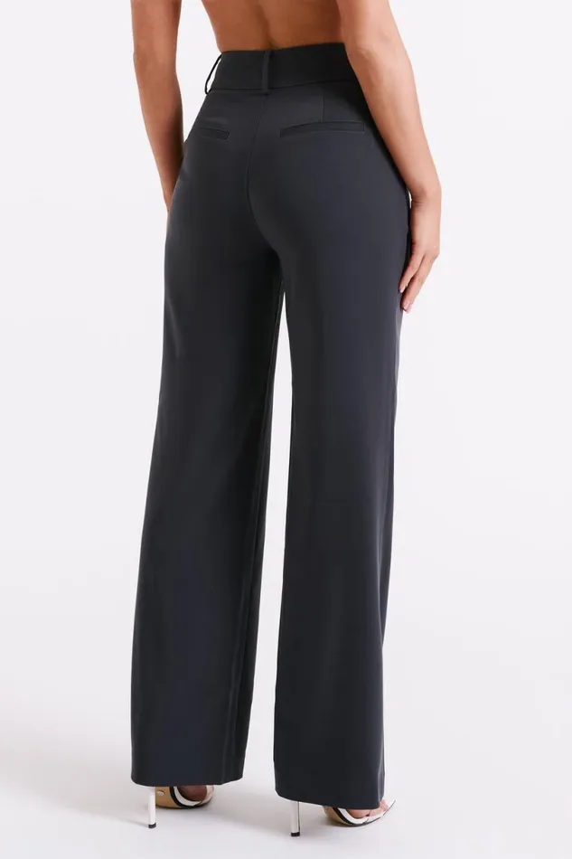 Meshki Pants Women Lisa High Waist Suiting Trousers 8211 Charcoal Charcoal
