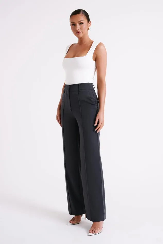 Meshki Pants Women Lisa High Waist Suiting Trousers 8211 Charcoal Charcoal
