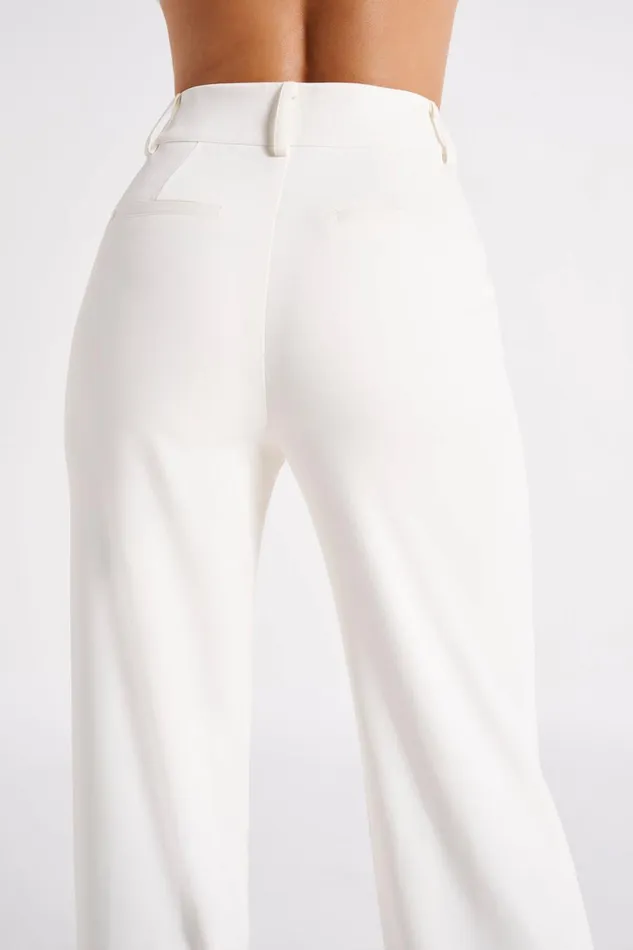 Meshki Pants Women Lisa High Waist Suiting Trousers 8211 Ivory Ivory