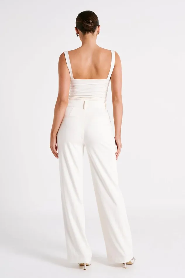 Meshki Pants Women Lisa High Waist Suiting Trousers 8211 Ivory Ivory
