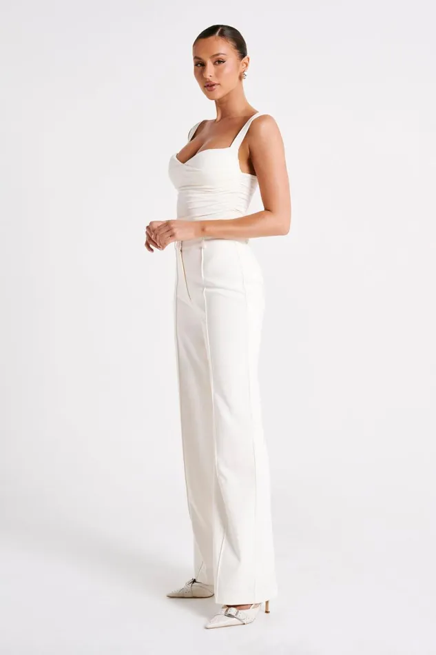 Meshki Pants Women Lisa High Waist Suiting Trousers 8211 Ivory Ivory