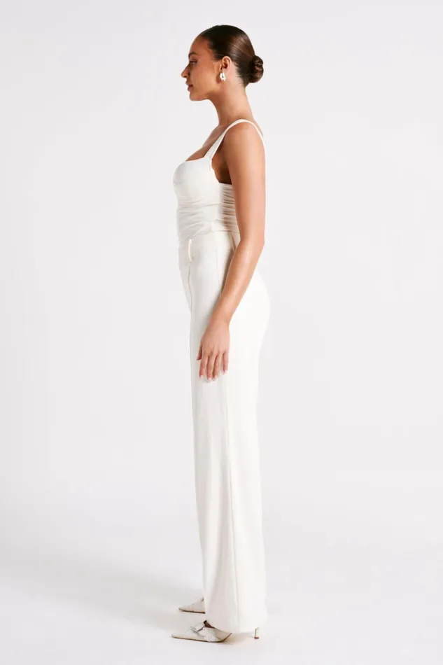 Meshki Pants Women Lisa High Waist Suiting Trousers 8211 Ivory Ivory