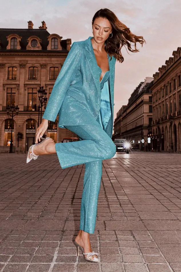 Meshki Pants Women Lisette Straight Leg Shimmer Pants 8211 Aquamarine Aquamarine Meshki Pants Women Lisette Straight Leg Shimmer Pants 8211 Aquamarine Aquamarine