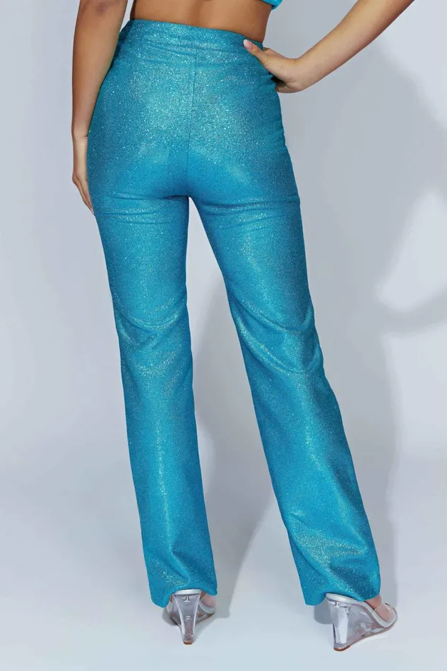 Meshki Pants Women Lisette Straight Leg Shimmer Pants 8211 Aquamarine Aquamarine