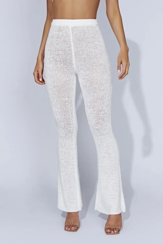 Meshki Pants Women Mary Knit Flared Pants 8211 White White