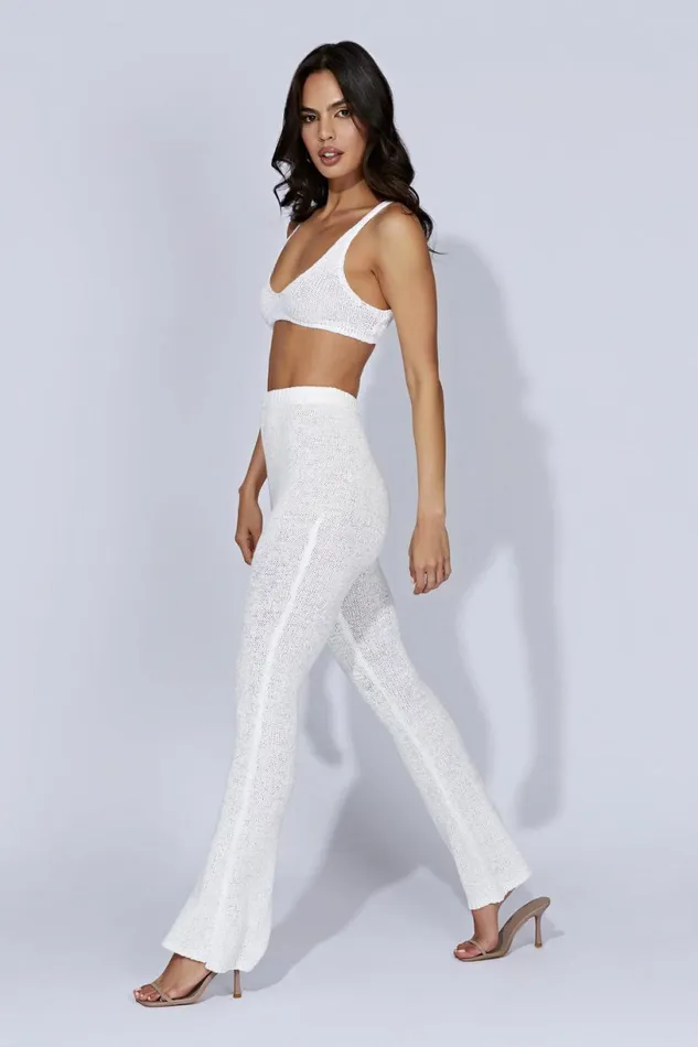 Meshki Pants Women Mary Knit Flared Pants 8211 White White Meshki Pants Women Mary Knit Flared Pants 8211 White White