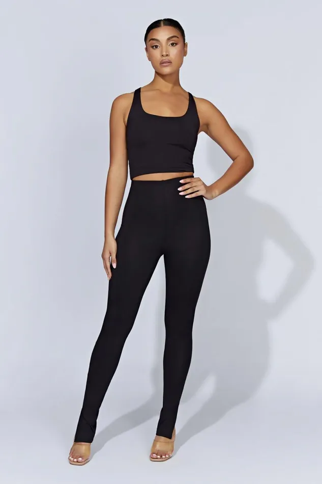 Meshki Pants Women Michelle Side Split Leggings 8211 Black Black