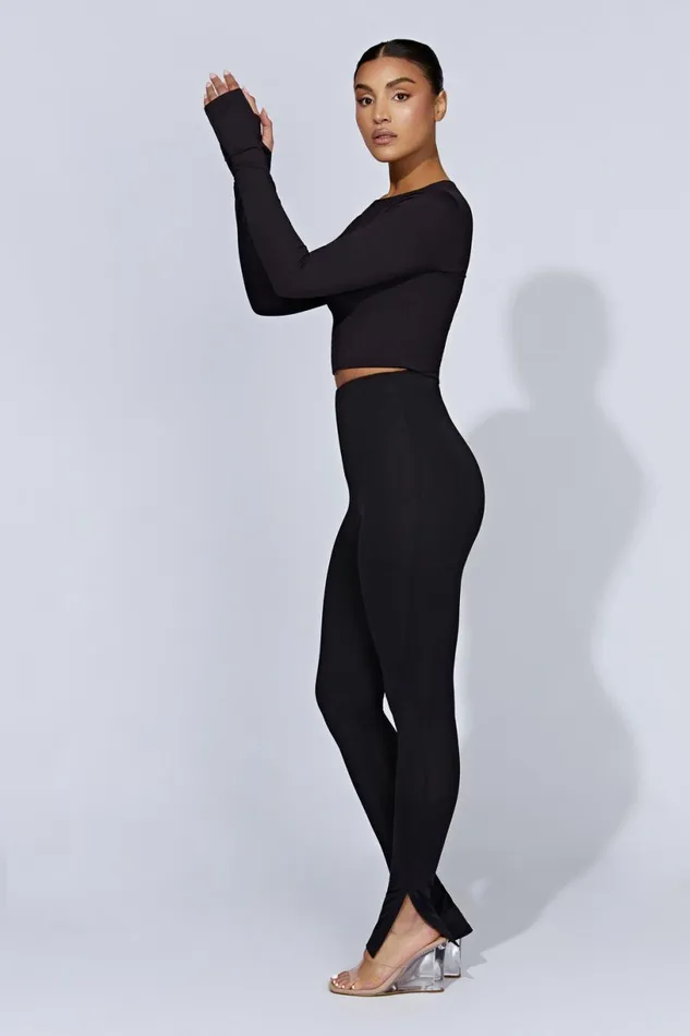 Meshki Pants Women Michelle Side Split Leggings 8211 Black Black Meshki Pants Women Michelle Side Split Leggings 8211 Black Black
