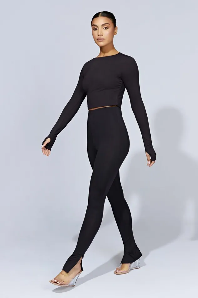 Meshki Pants Women Michelle Side Split Leggings 8211 Black Black Meshki Pants Women Michelle Side Split Leggings 8211 Black Black