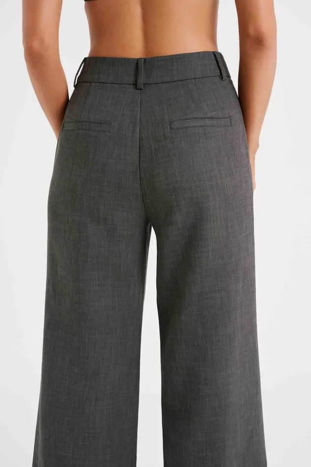 Meshki Pants Women Natalie Textured Wide Leg Pant 8211 Charcoal Charcoal