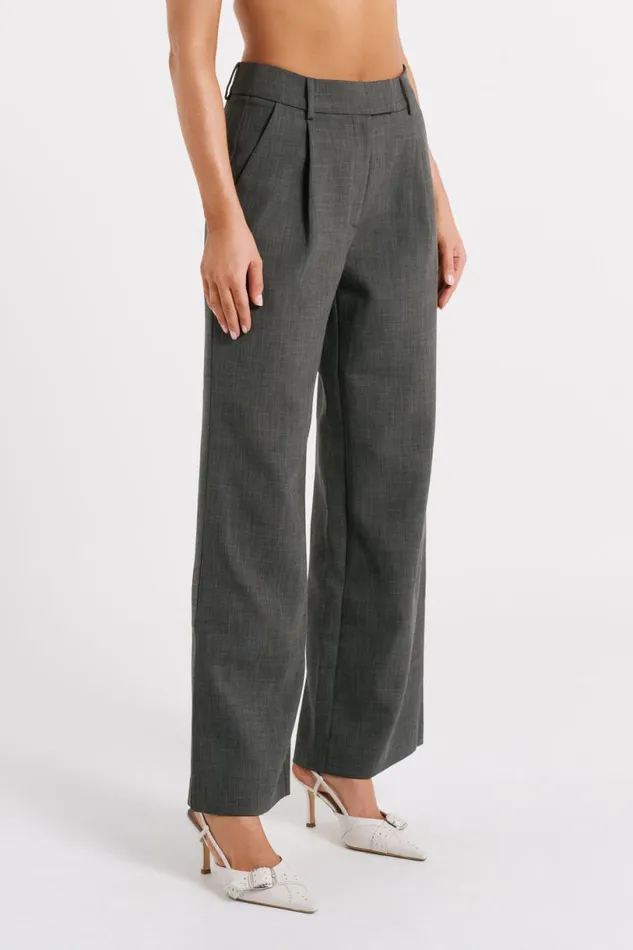 Meshki Pants Women Natalie Textured Wide Leg Pant 8211 Charcoal Charcoal