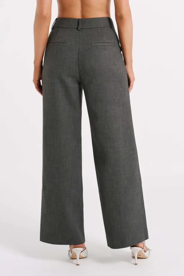 Meshki Pants Women Natalie Textured Wide Leg Pant 8211 Charcoal Charcoal