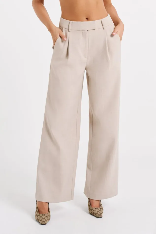 Meshki Pants Women Natalie Textured Wide Leg Pant 8211 Natural Natural