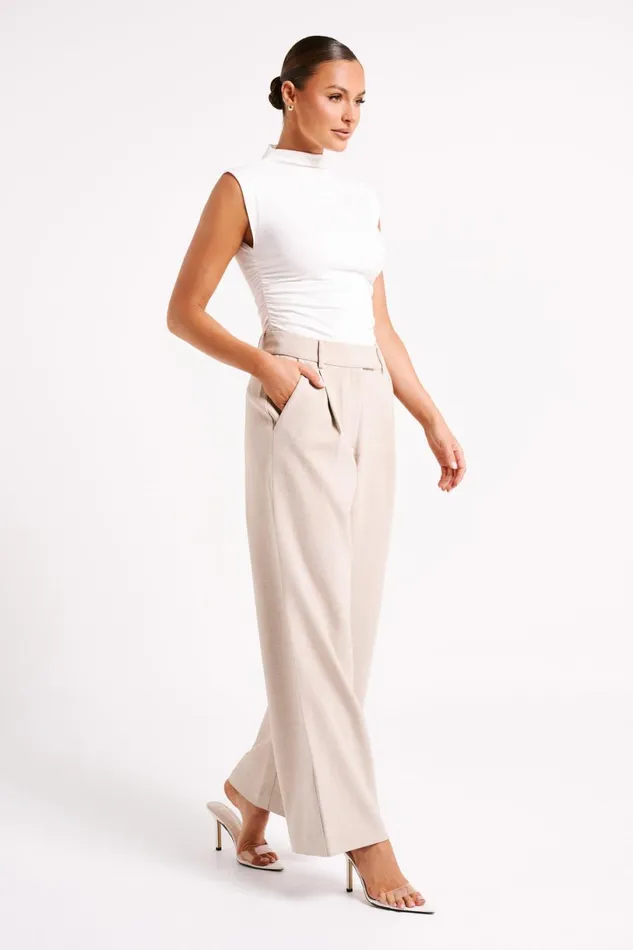 Meshki Pants Women Natalie Textured Wide Leg Pant 8211 Natural Natural