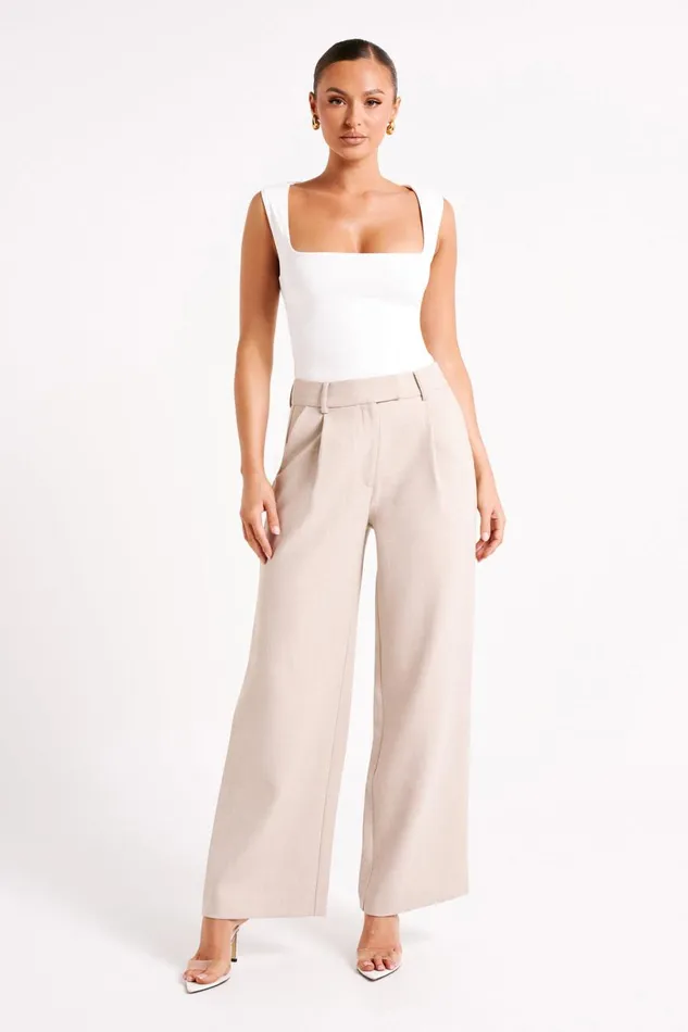 Meshki Pants Women Natalie Textured Wide Leg Pant 8211 Natural Natural