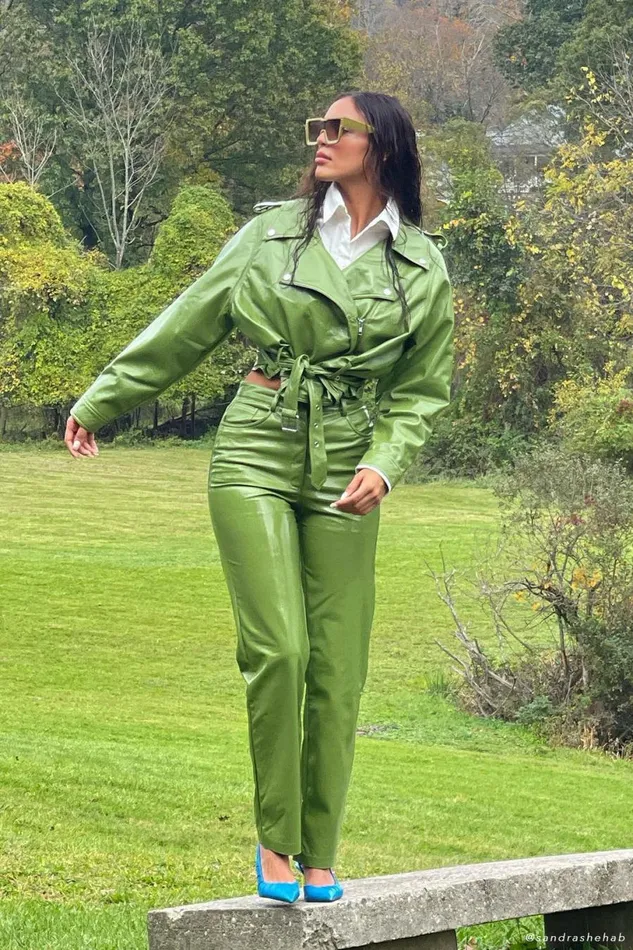 Meshki Pants Women Oakleigh Straight Leg Patent Pants 8211 Green Green