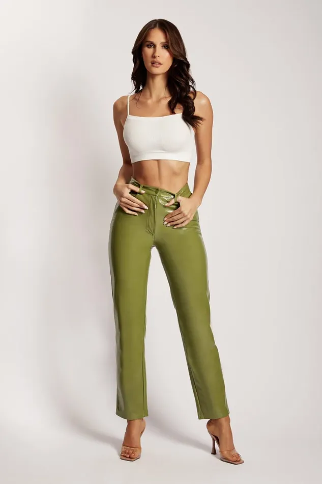 Meshki Pants Women Oakleigh Straight Leg Patent Pants 8211 Green Green Meshki Pants Women Oakleigh Straight Leg Patent Pants 8211 Green Green