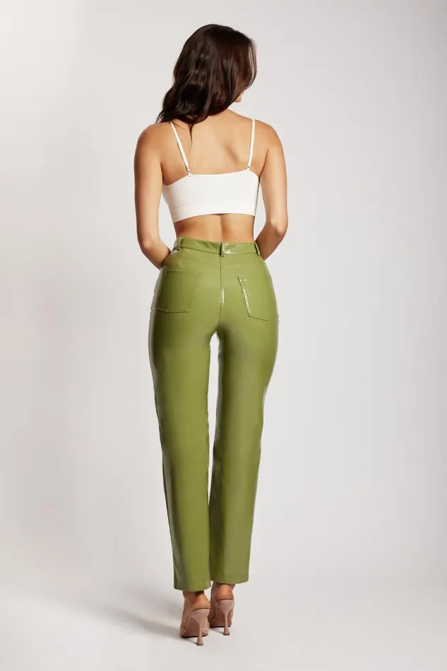 Meshki Pants Women Oakleigh Straight Leg Patent Pants 8211 Green Green Meshki Pants Women Oakleigh Straight Leg Patent Pants 8211 Green Green