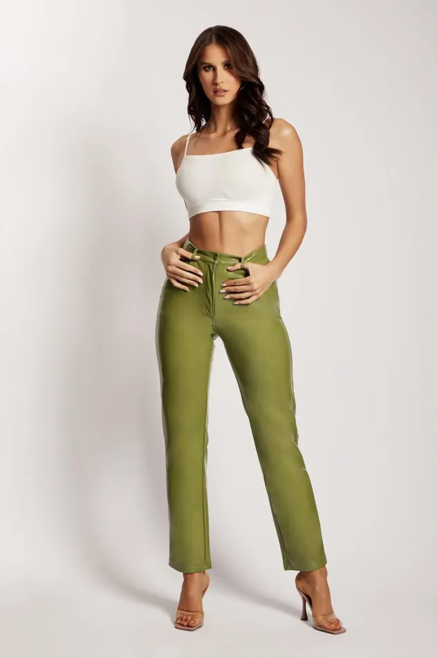 Meshki Pants Women Oakleigh Straight Leg Patent Pants 8211 Green Green Meshki Pants Women Oakleigh Straight Leg Patent Pants 8211 Green Green