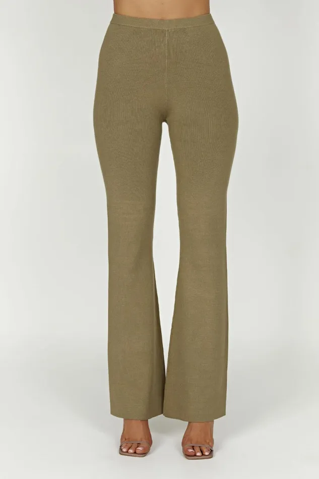 Meshki Pants Women Rosetta Flare Knit Pants 8211 Olive Olive