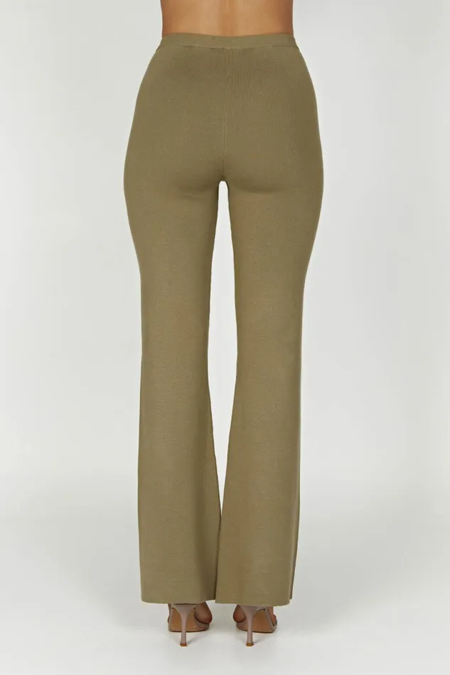 Meshki Pants Women Rosetta Flare Knit Pants 8211 Olive Olive