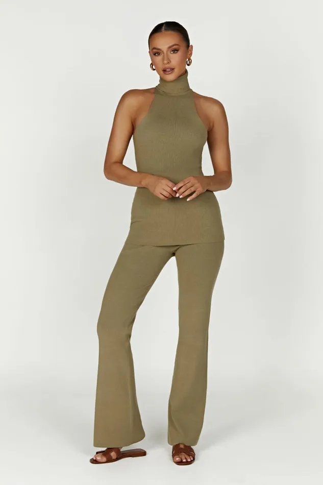 Meshki Pants Women Rosetta Flare Knit Pants 8211 Olive Olive