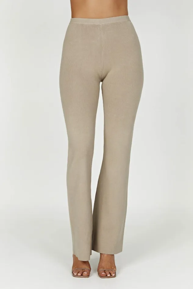 Meshki Pants Women Rosetta Flare Knit Pants 8211 Taupe Taupe