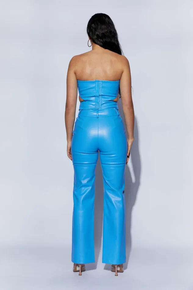 Meshki Pants Women Sima Faux Leather High Waist Pants 8211 Azure Blue Azureblue Meshki Pants Women Sima Faux Leather High Waist Pants 8211 Azure Blue Azureblue