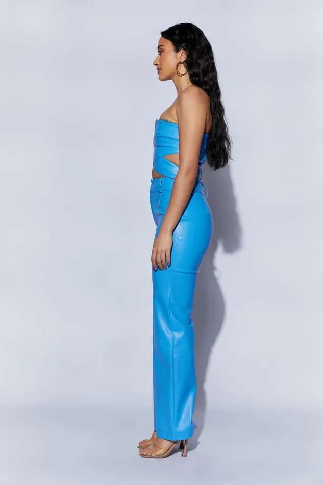 Meshki Pants Women Sima Faux Leather High Waist Pants 8211 Azure Blue Azureblue Meshki Pants Women Sima Faux Leather High Waist Pants 8211 Azure Blue Azureblue
