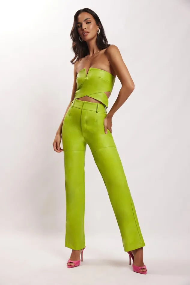 Meshki Pants Women Sima Faux Leather High Waist Pants 8211 Lime Green Limegreen Meshki Pants Women Sima Faux Leather High Waist Pants 8211 Lime Green Limegreen