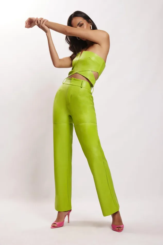 Meshki Pants Women Sima Faux Leather High Waist Pants 8211 Lime Green Limegreen Meshki Pants Women Sima Faux Leather High Waist Pants 8211 Lime Green Limegreen