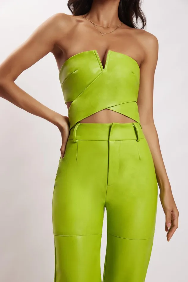 Meshki Pants Women Sima Faux Leather High Waist Pants 8211 Lime Green Limegreen Meshki Pants Women Sima Faux Leather High Waist Pants 8211 Lime Green Limegreen