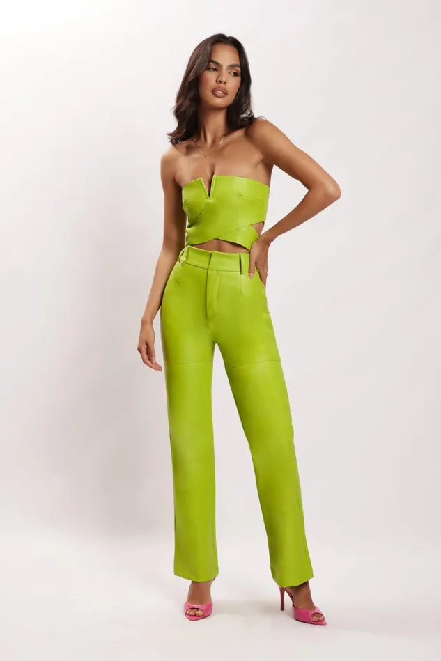 Meshki Pants Women Sima Faux Leather High Waist Pants 8211 Lime Green Limegreen Meshki Pants Women Sima Faux Leather High Waist Pants 8211 Lime Green Limegreen