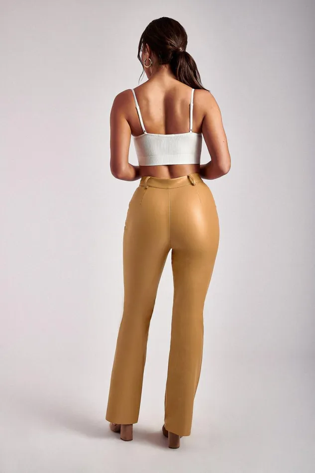 Meshki Pants Women Tyra Straight Leg Faux Leather Pants 8211 Tan Tan Meshki Pants Women Tyra Straight Leg Faux Leather Pants 8211 Tan Tan