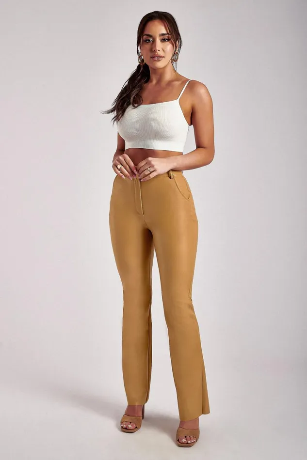 Meshki Pants Women Tyra Straight Leg Faux Leather Pants 8211 Tan Tan Meshki Pants Women Tyra Straight Leg Faux Leather Pants 8211 Tan Tan