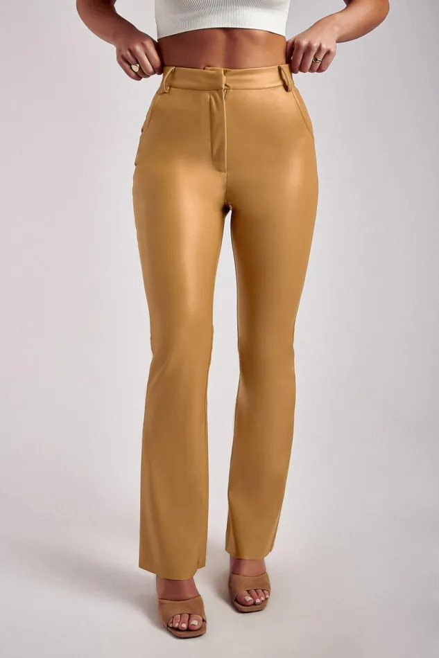 Meshki Pants Women Tyra Straight Leg Faux Leather Pants 8211 Tan Tan Meshki Pants Women Tyra Straight Leg Faux Leather Pants 8211 Tan Tan