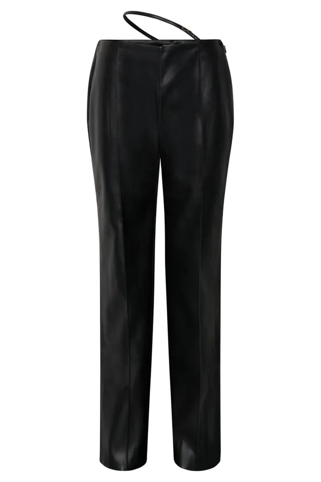 Meshki Pants Women Zarsa Wide Leg Mid Rise Pu Pant 8211 Black Black Meshki Pants Women Zarsa Wide Leg Mid Rise Pu Pant 8211 Black Black
