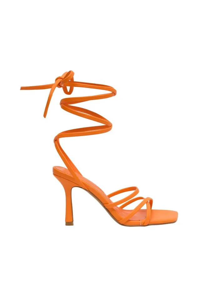 Meshki Shoes Women Milly Faux Leather Wrap Around Heels 8211 Tangerine Tangerine Meshki Shoes Women Milly Faux Leather Wrap Around Heels 8211 Tangerine Tangerine