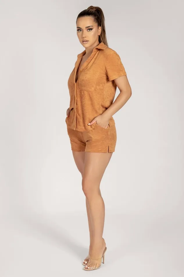 Meshki Short Sleeve Tops Women Marina Terry Towelling Long Shirt 8211 Biscuit Biscuit Meshki Short Sleeve Tops Women Marina Terry Towelling Long Shirt 8211 Biscuit Biscuit