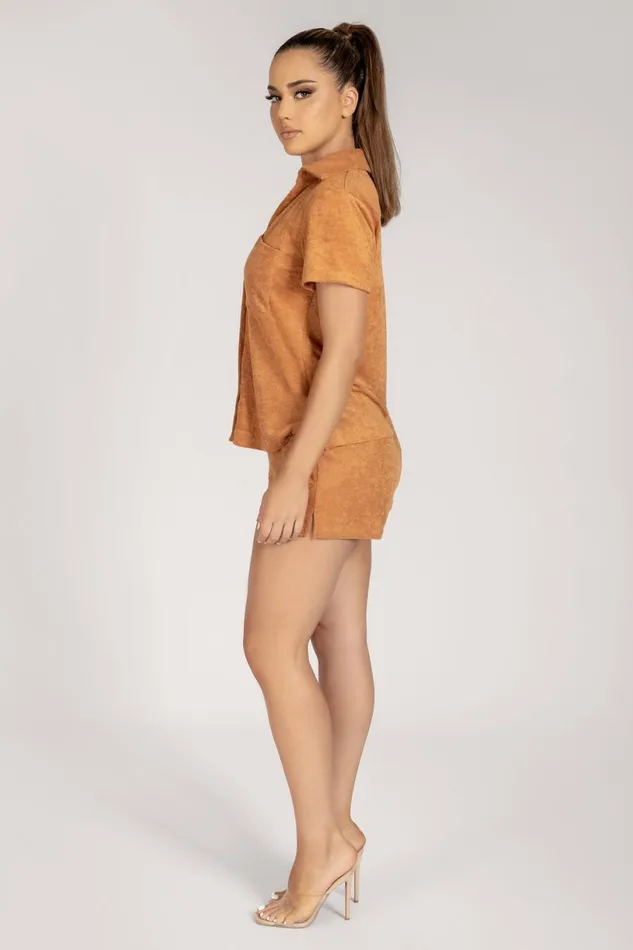 Meshki Short Sleeve Tops Women Marina Terry Towelling Long Shirt 8211 Biscuit Biscuit Meshki Short Sleeve Tops Women Marina Terry Towelling Long Shirt 8211 Biscuit Biscuit