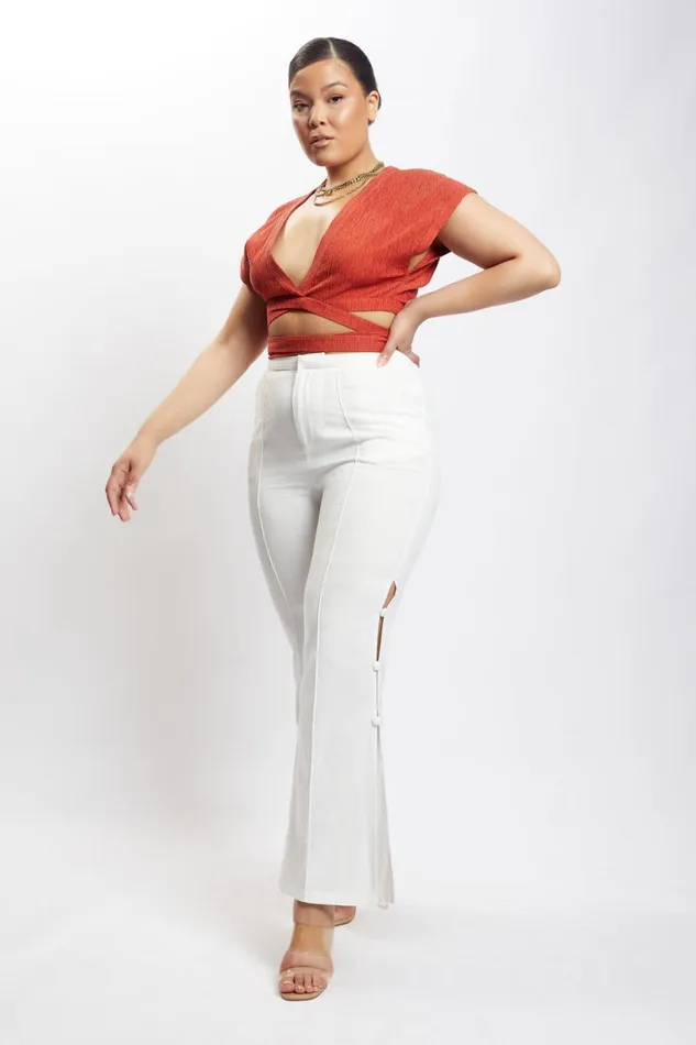 Meshki Short Sleeve Tops Women Rosa Crinkle Satin Crop Top 8211 Burnt Orange Burntorange Meshki Short Sleeve Tops Women Rosa Crinkle Satin Crop Top 8211 Burnt Orange Burntorange