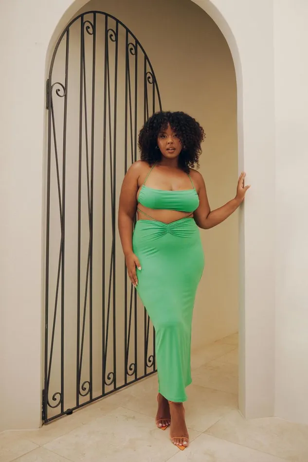 Meshki Skirts Women Amber Ruched Maxi Skirt 8211 Green Green