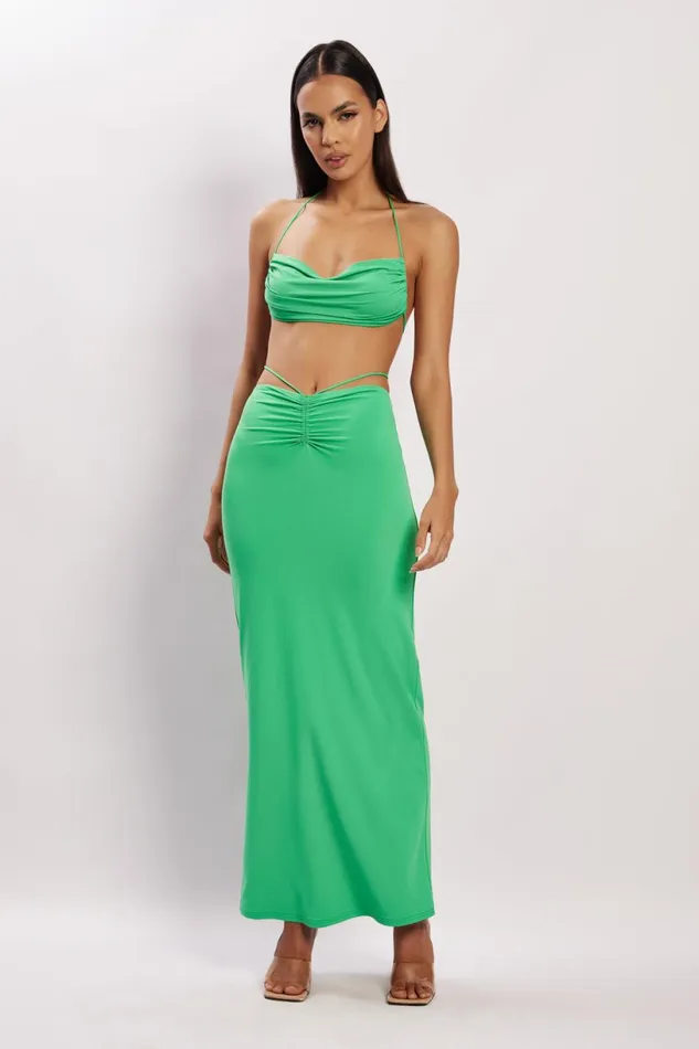 Meshki Skirts Women Amber Ruched Maxi Skirt 8211 Green Green Meshki Skirts Women Amber Ruched Maxi Skirt 8211 Green Green