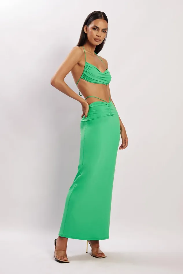 Meshki Skirts Women Amber Ruched Maxi Skirt 8211 Green Green Meshki Skirts Women Amber Ruched Maxi Skirt 8211 Green Green